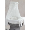 Baldacchino mussola bianca culla vimini