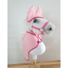 Coperta e Paraorecchie per Cavallo Bastone Rosa Chiaro