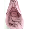 Copertina e cuscino per culla in rosa cipria