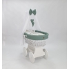 Culla con grange ruote in vimini bianchi