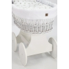 Culla in vimini con base in legno bianco