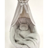 Culla in vimini con velo beige - mussola