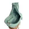Culla in vimini formato XL con velo khaki in mussola