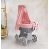 Culla per bambina con ruote grandi - vimini grigio