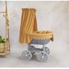 Culla rattan grigio con baldacchino senape