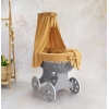Culla rattan grigio con velo mussola miele