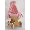 Culla rattan naturale rivestimento mussola rosa