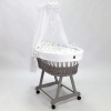 Culla vimini neonato grigio biancheria bianca