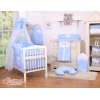 Baldacchino in Tulle per Culla Blu Pois Bianchi Chiffon Cuori