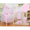 Biancheria da Lettino 7 parti con Baldacchino Rosa a Strisce Cuori
