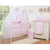 Biancheria da Lettino 7 parti con Zanzariera Rosa Pois Bianchi Cuori