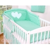 Biancheria da Lettino con Paracolpi 3 parti Menta Pois Bianchi Cuori