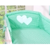 Biancheria da Lettino con Paracolpi 3 parti Menta Pois Bianchi Cuori