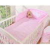 Biancheria da Lettino + Paracolpi 3 parti Rosa a Strisce Cuori