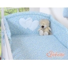 Biancheria Lettino 2 parti Blu Fiori Fiori Cuori