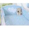 Biancheria Lettino 2 parti Blu Fiori Fiori Cuori