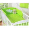 Biancheria Lettino 2 parti Verde Pois Bianchi Cuori