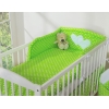 Biancheria Lettino 2 parti Verde Pois Bianchi Cuori