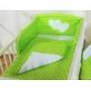 Biancheria Lettino 2 parti Verde Pois Bianchi Cuori