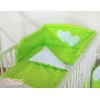 Biancheria Lettino 2 parti Verde Pois Bianchi Cuori