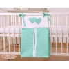 Borsa per Pannolini per Lettino Bambini Menta Pois Bianchi Cuori