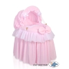 Carrozzina Culla con Cappottia in Vimini per Bambole Rosa Little Prince/Princess