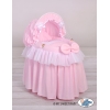 Carrozzina Culla con Cappottia in Vimini per Bambole Rosa Little Prince/Princess