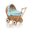 Carrozzina in Rattan per le Bambole Menta Pois Bianchi