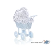 Carrozzina in Vimini con Cappottina per Bambole Blu