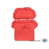 Carrozzina in Vimini con Cappottina per Bambole Grigio Rosso Pois Bianchi