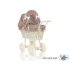 Carrozzina in Vimini per Bambole Creme Marrone Pois Bianchi