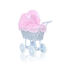 Carrozzina in Vimini per Bambole Rosa Blu Pois Bianchi