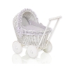 Carrozzina grigio in vimini per bambole