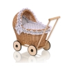 Carrozzina in Vimini Vintage Bambole Bianca Grigio Pois Bianchi