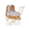 Carrozzina in Vimini Vintage Bambole Bianca Grigio Pois Bianchi