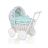 Carrozzina in Vimini Vintage Bambole Menta Pois Bianchi