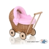 Carrozzina in Vimini Vintage Bambole Rosa