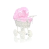 Carrozzina in Vimini Vintage Bambole Rosa a Scacchi