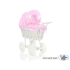 Carrozzina in Vimini Vintage Bambole Rosa a Scacchi