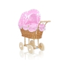 Carrozzina in Vimini Vintage Bambole Rosa Pois Bianchi