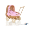 Carrozzina in Vimini Vintage Bambole Rosa Pois Bianchi
