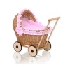 Carrozzina in Vimini Vintage Bambole Rosa Pois Bianchi