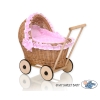 Carrozzina in Vimini Vintage Bambole Rosa Pois Bianchi