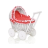 Carrozzina in Vimini Vintage Bambole Rosso Pois Bianchi