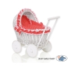 Carrozzina in Vimini Vintage Bambole Rosso Pois Bianchi