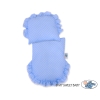 Carrozzina per Bambole Rattan Bianca Grigio Blu Pois Bianchi