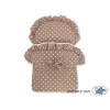 Carrozzina per Bambole Rattan Biancheria Marrone Pois Bianchi Rosa Cipria