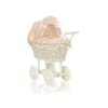 Carrozzina per Bambole Rattan Creme Bianca Beige Pois Bianchi