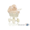 Carrozzina per Bambole Rattan Creme Bianca Beige Pois Bianchi
