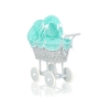 Carrozzina per Bambole Rattan Menta Grigio Pois Bianchi